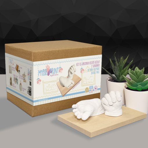 MybbPrint® 3D Impression Kit mit Zubehör Handdruck, Gipsabdruck Geschenkidee für Mütter und Väter (0-2 Jahre, 2 Statuen)