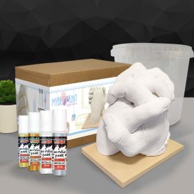   MybbPrint XL kézszobor készítő TALAPZATTAL, + VÖDÖR + FESTÉK - 2 FELNŐTT kezéhez -  lábszobor, lenyomat